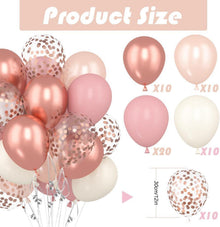 60 Stück Rosa Roségold Luftballons Konfetti