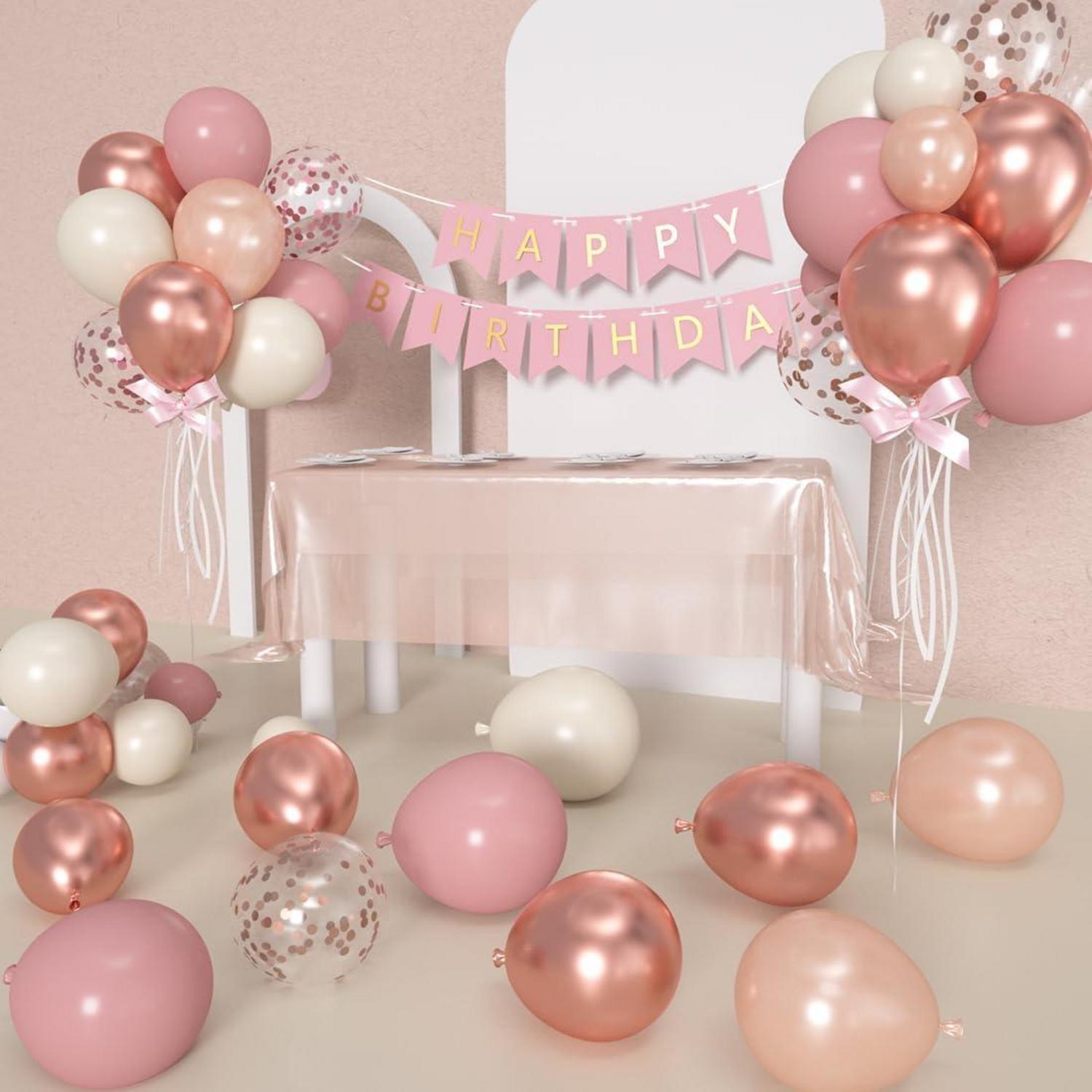 60 Luftballons Rosa Rosegold Altrosa Pink Konfetti Ballons Flamme