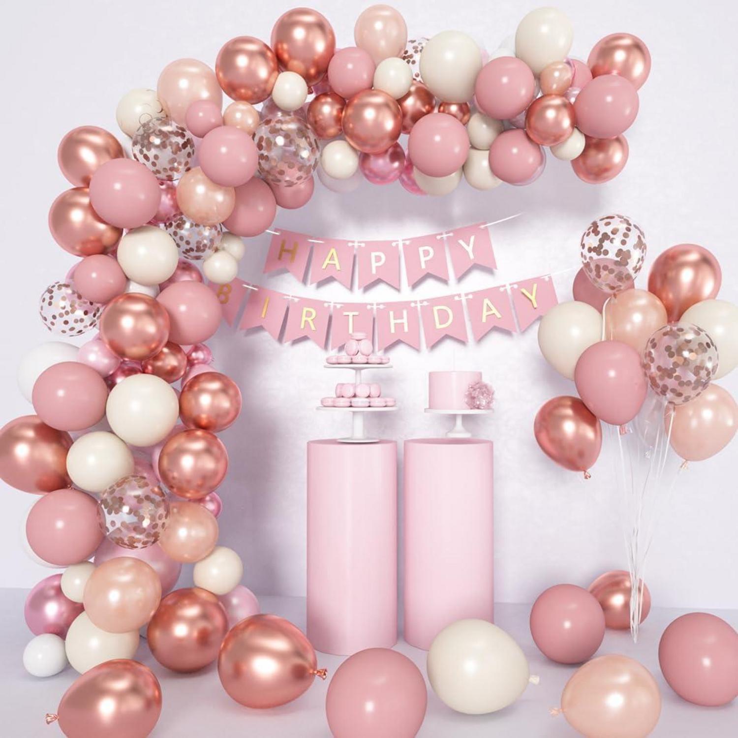 60 Stück Luftballons Rosa Rosegold Altrosa Pink Konfetti Ballons