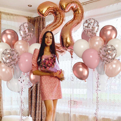 60 Rose Gold Altrosa Pink Vintage Luftballons Metallic Konfetti Mädchen