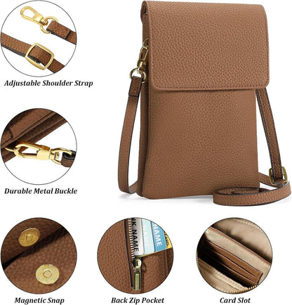 Umhängetasche Damen Crossbody Handtasche RFID-Blockierung Braun