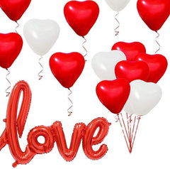Herzluftballons Rot Weiß 100 Stück 12 Zoll