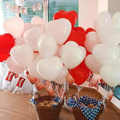 Herzluftballons Rot Weiß 100 Stück 12 Zoll Latex Helium Hochzeit Verlobung Valentinstag JGA Party Deko