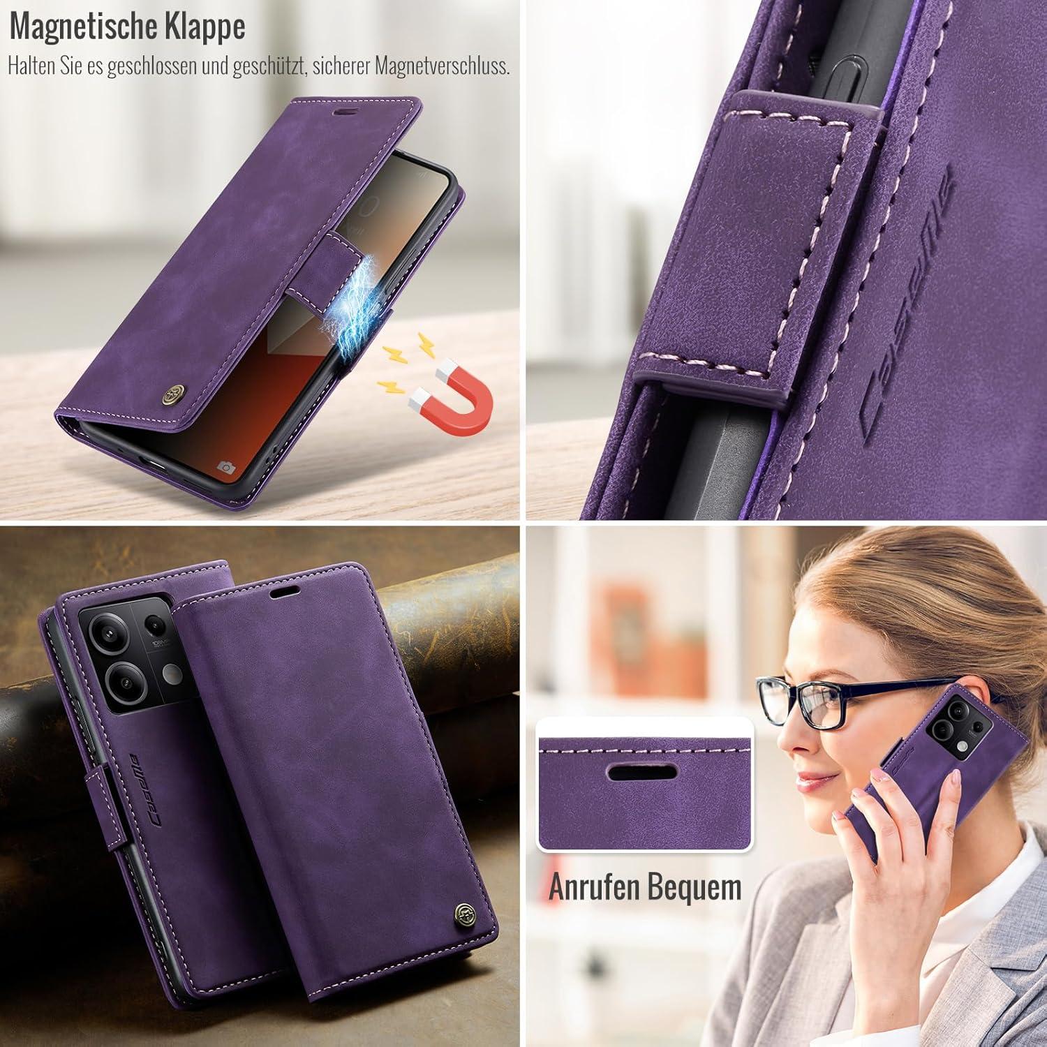 XYGLOW Xiaomi Redmi Note 13 5G Handyhülle Klappbar Lederhülle RFID Schutz Lila