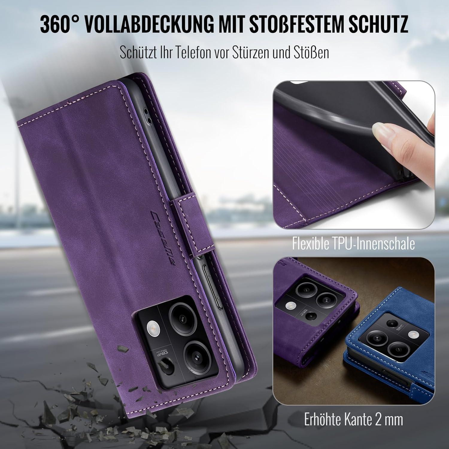 XYGLOW Handyhülle Xiaomi Redmi Note 13 5G Lila PU Leder RFID Schutz