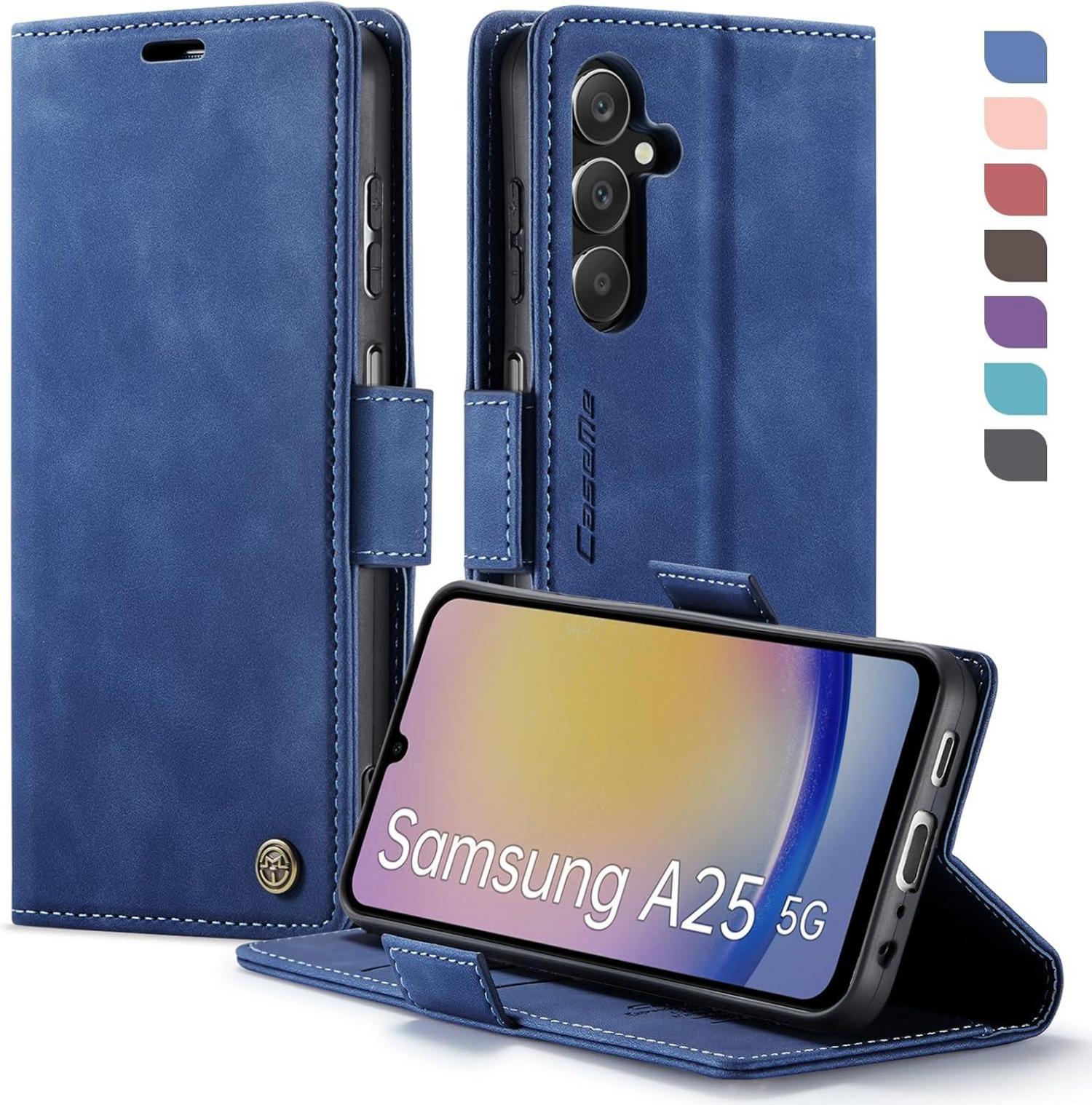 Samsung Galaxy A25 5G RFID Handyhülle Klappbar PU Lederhülle Blue