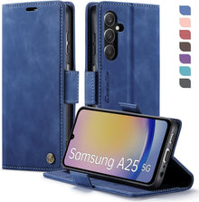 Samsung Galaxy A25 5G RFID Handyhülle Klappbar PU Lederhülle Blue