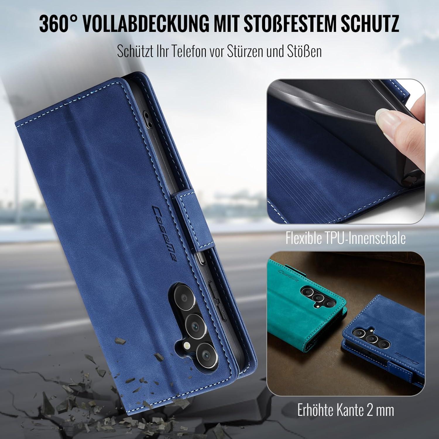 Klappbare Handyhülle Samsung Galaxy A25 5G Schutzhülle Blau RFID Standfunktion