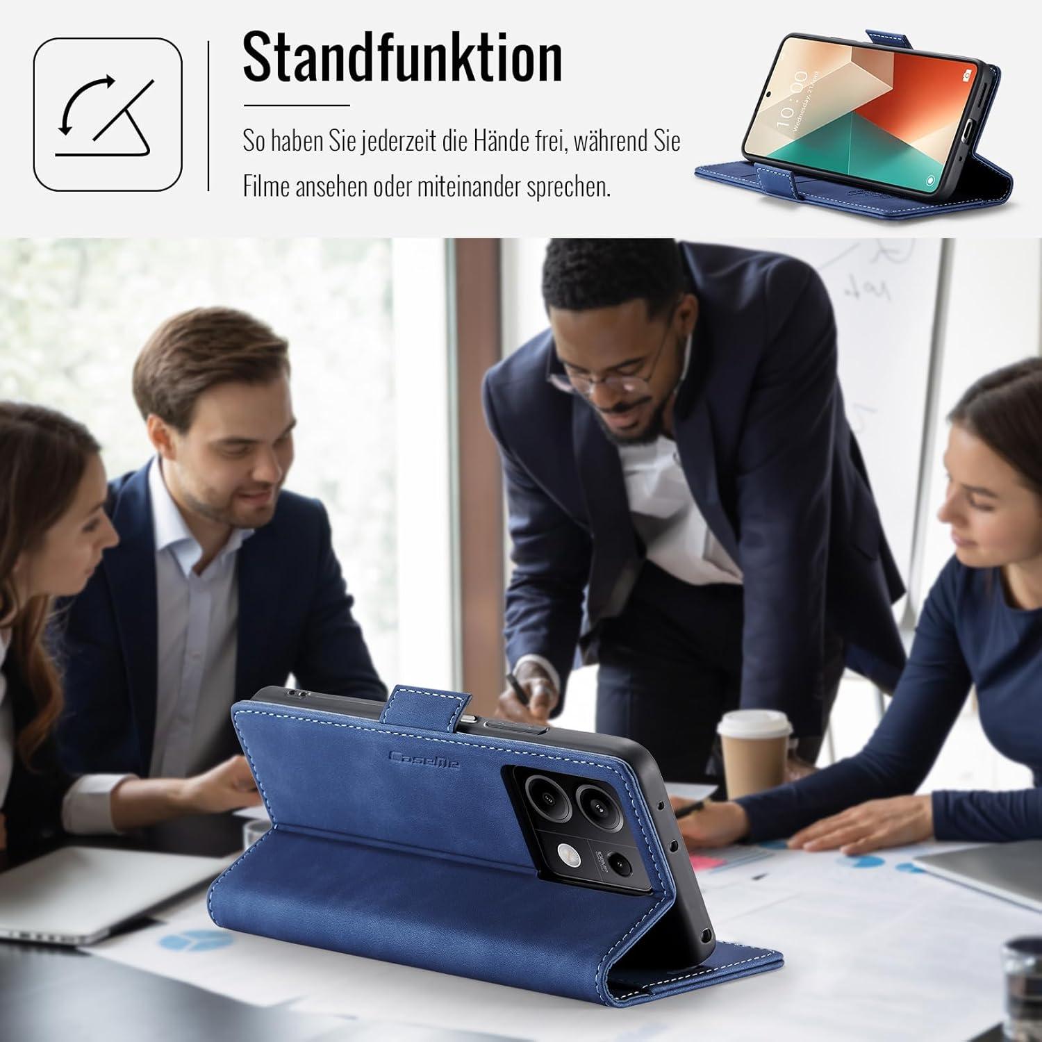 Handyhülle für Xiaomi Redmi Note 13 5G PU Leder Flip Case Blau
