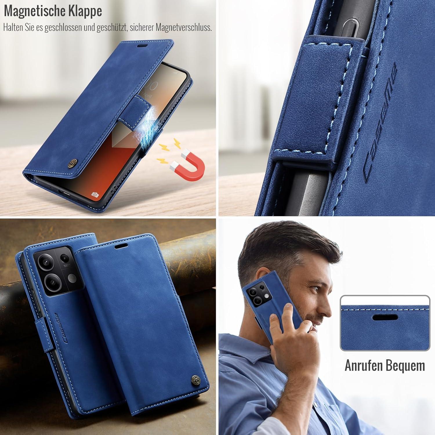 XYGLOW Xiaomi Redmi Note 13 5G Hülle Klappbar PU Leder RFID Schutz Blau