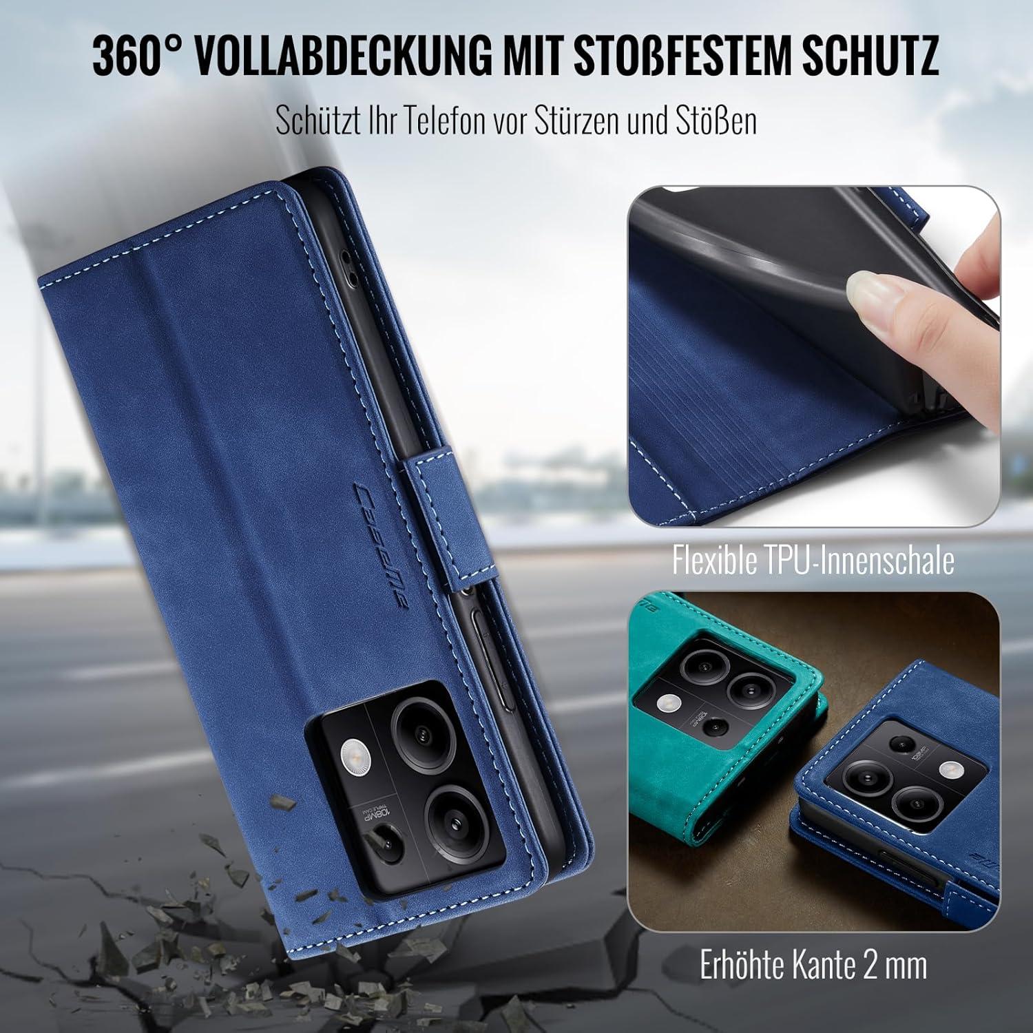 XYGLOW Xiaomi Redmi Note 13 5G Hülle Klappbar PU Leder RFID Blau