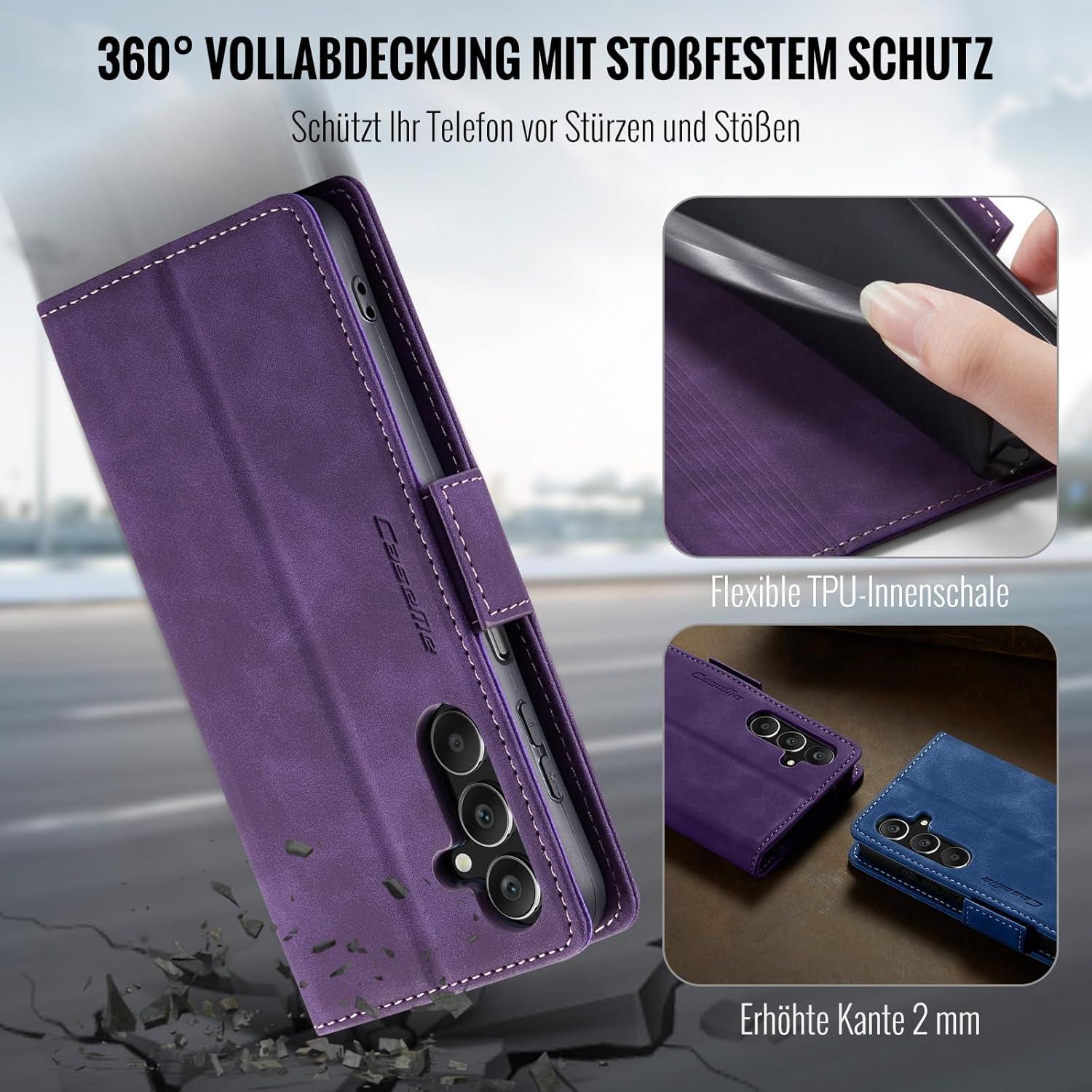 Samsung Galaxy A25 5G Hülle - Klappbar PU Leder RFID Schutz - Lila