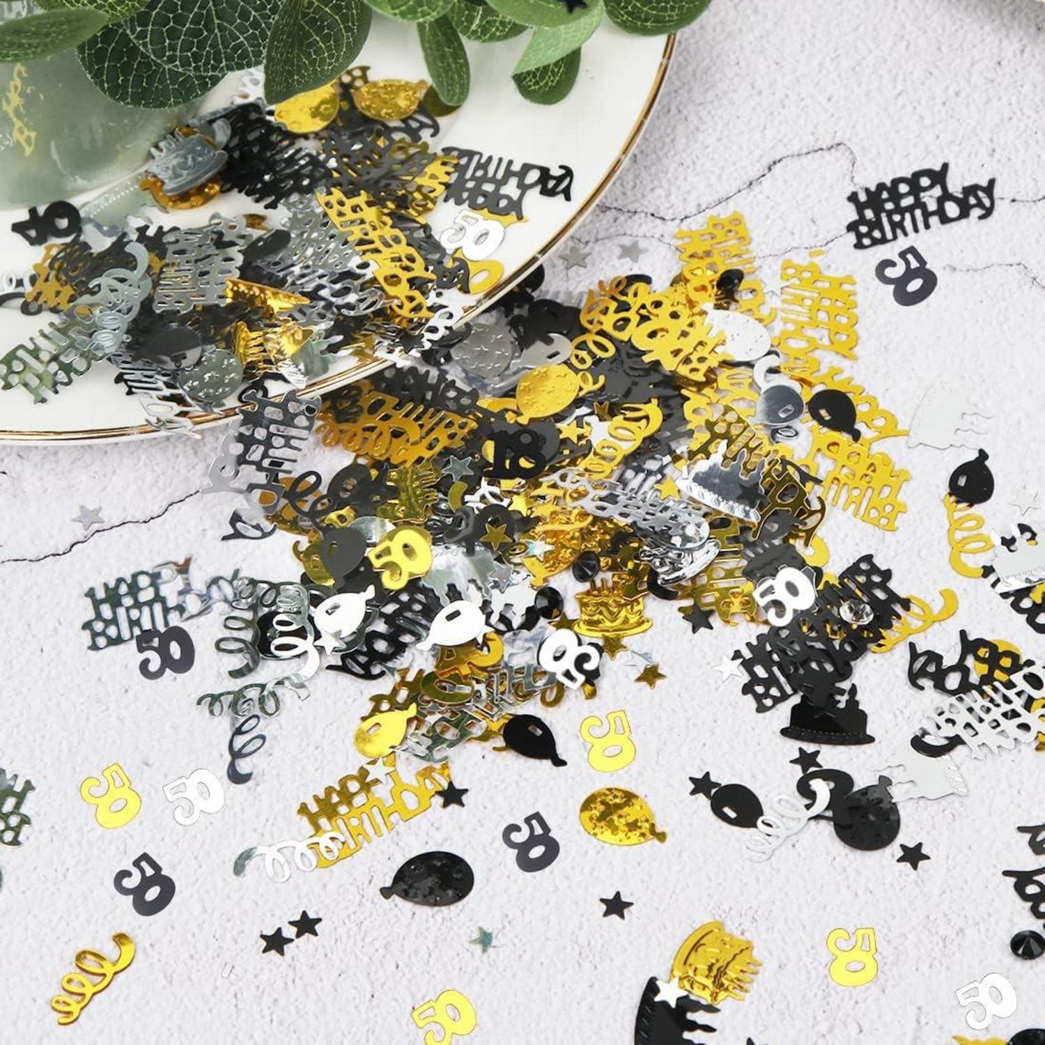 50. Geburtstag Deko Schwarz Gold Luftballons Konfetti Zahlenballon