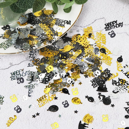 50. Geburtstag Deko Schwarz Gold Luftballons Konfetti Zahlenballon