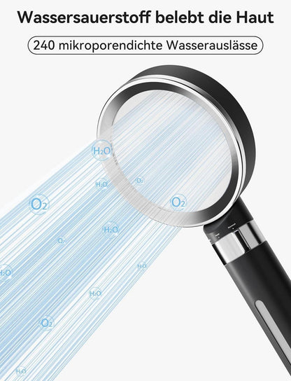 Duschkopf mit Aktivkohlefilter und 3 Modi, Hochdruck Handbrause