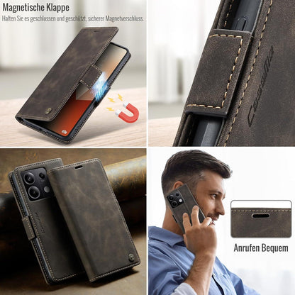 XYGLOW Xiaomi Redmi Note 13 5G Handyhülle Klapphülle RFID Schutz Kartenfach Kaffee