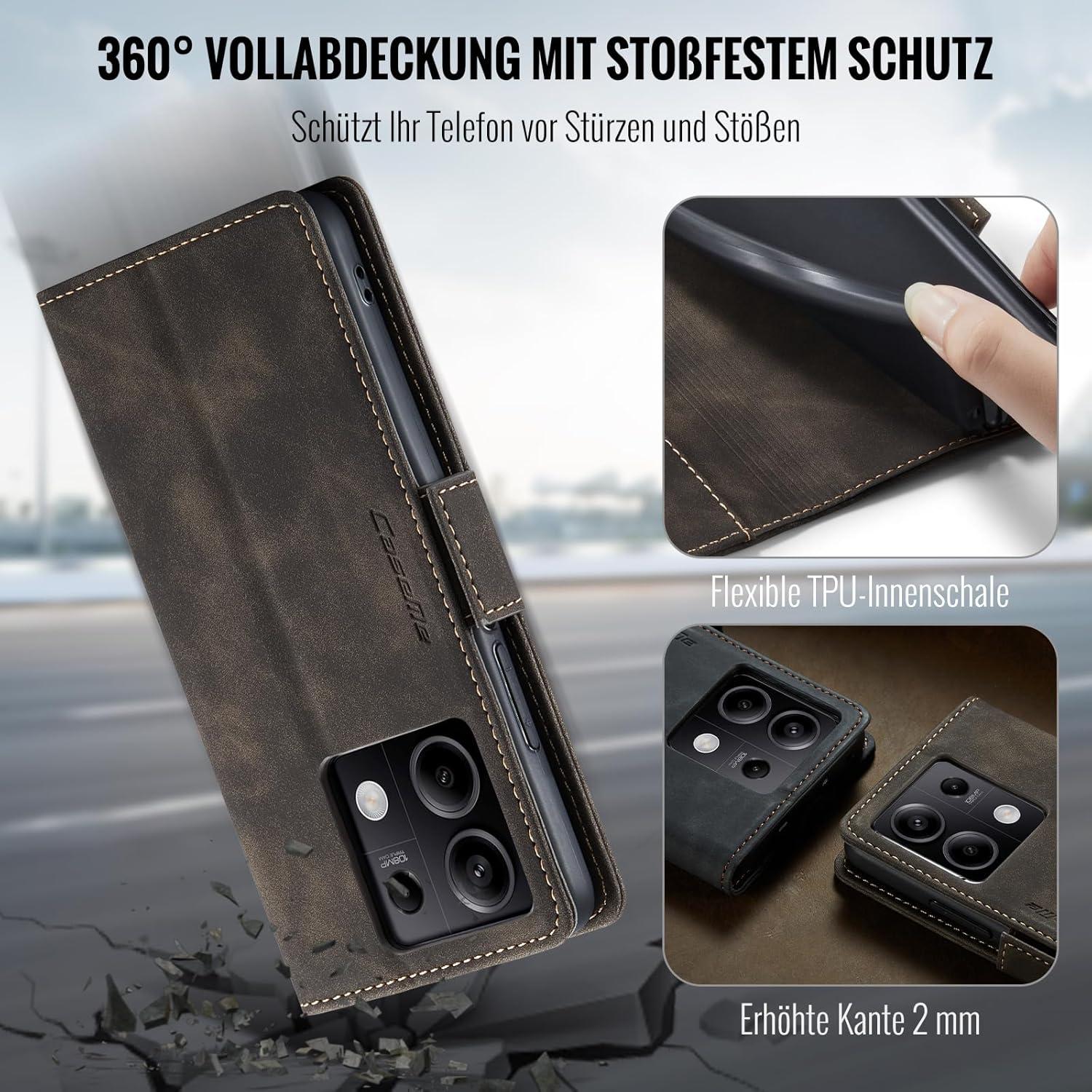 Handyhülle Xiaomi Redmi Note 13 5G Klapphülle RFID Schutz Kaffee