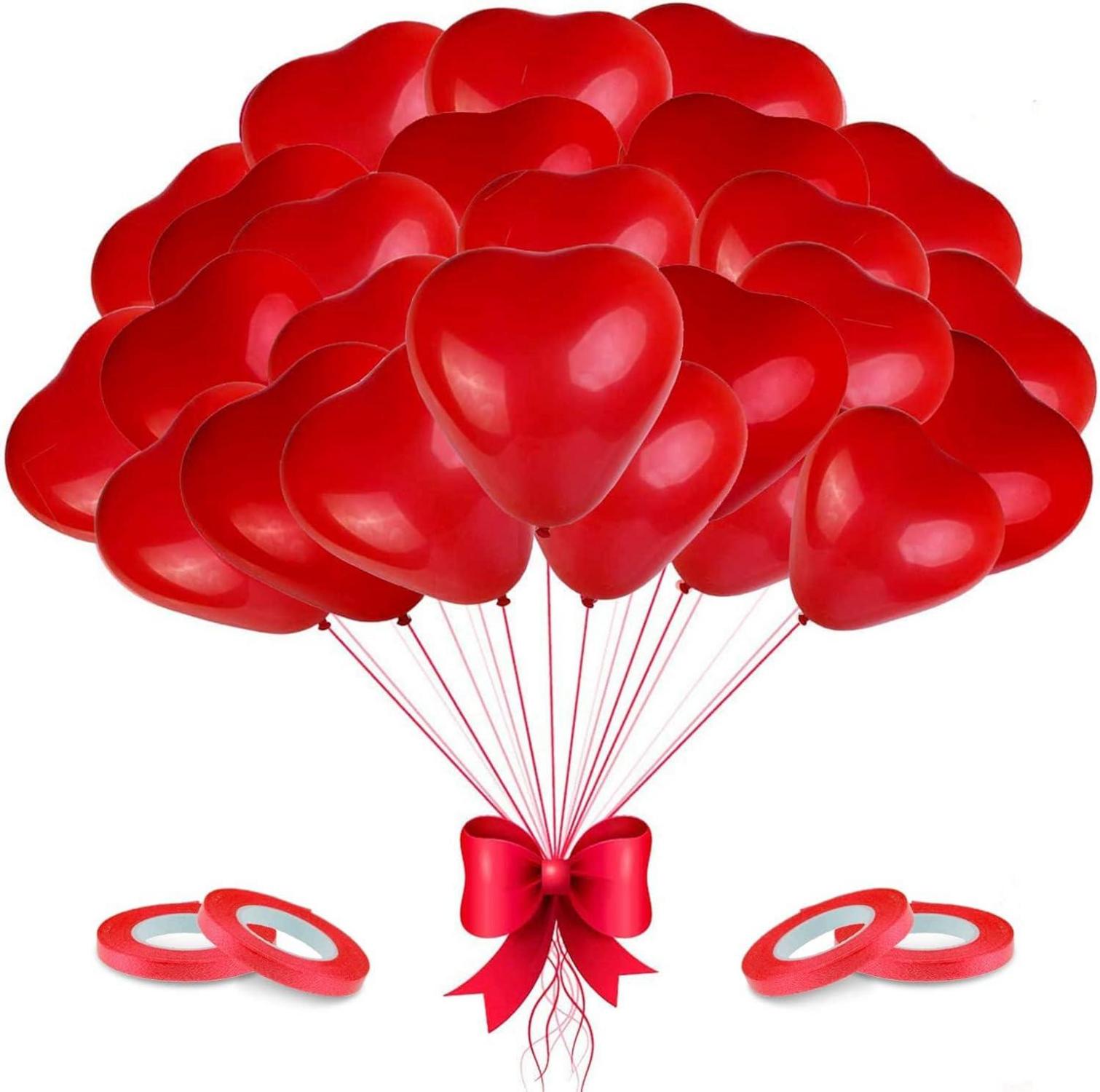 100 Stück Herzluftballons Rot Hochzeit Verlobung Valentinstag JGA