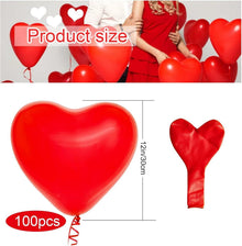 100 Stück Herzluftballons Rot 12 Zoll Helium Hochzeit