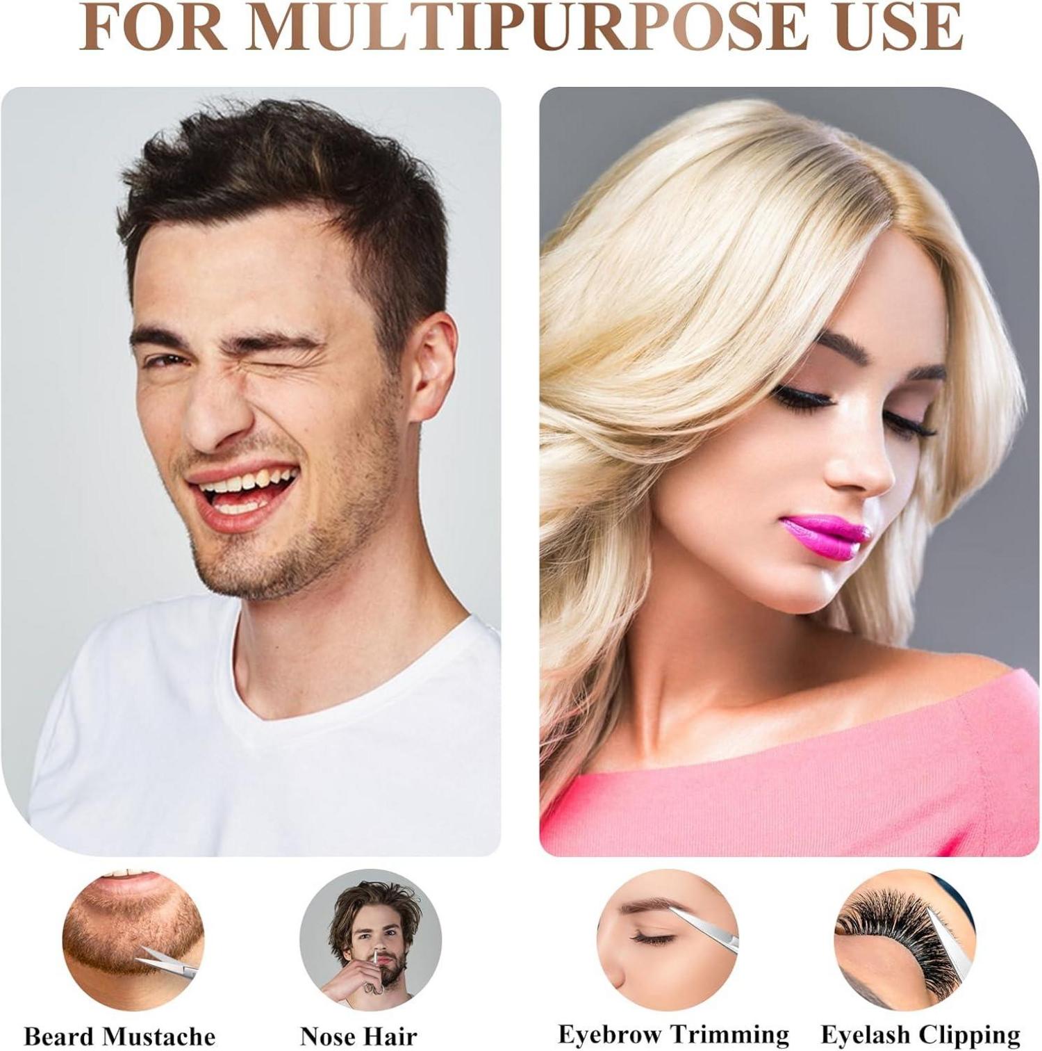 Multifunktionale Augenbrauenschere aus Edelstahl - Haartrimmer Augen, Nase, Bart