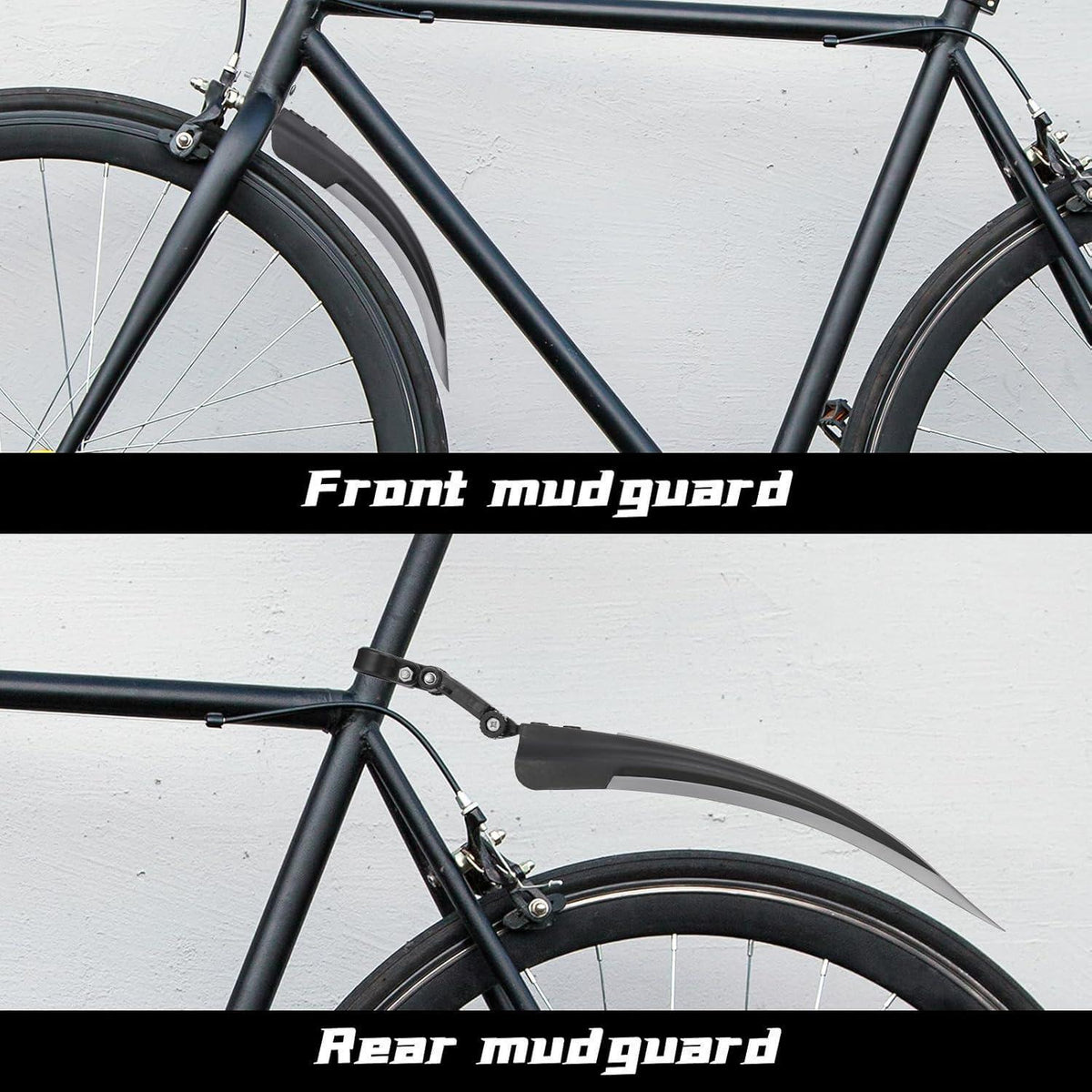 Fahrrad Schutzblech Set für MTB & Rennrad, Universal, Schwarz/Grau