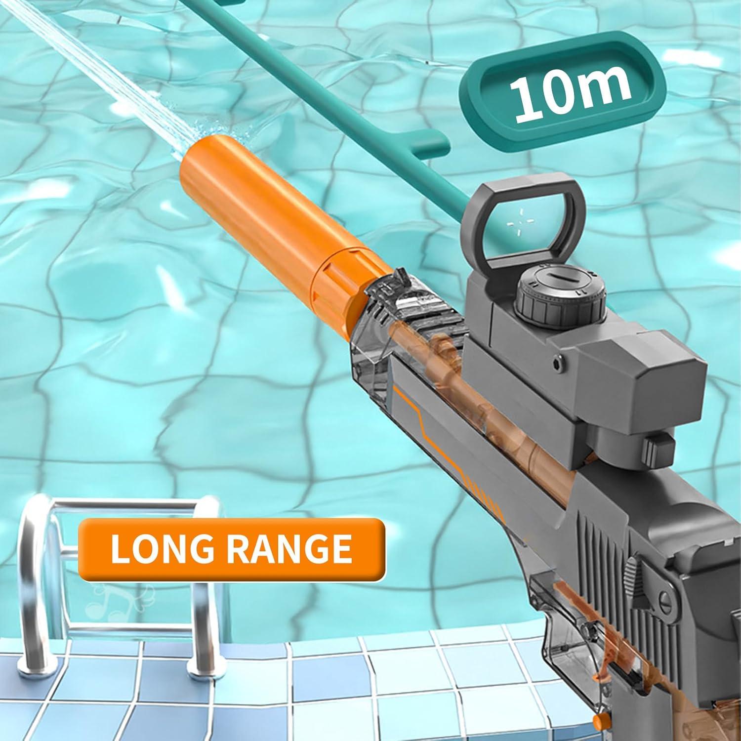 Elektrische Wasserpistole für Kinder und Erwachsene Outdoor Spaß Strand & Pool Party Transparentes Grau