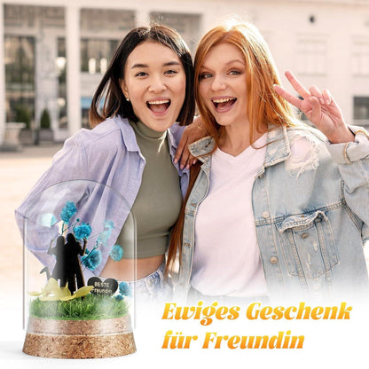 Ewige Blumen im Glas mit Geschenkbox für beste Freundin