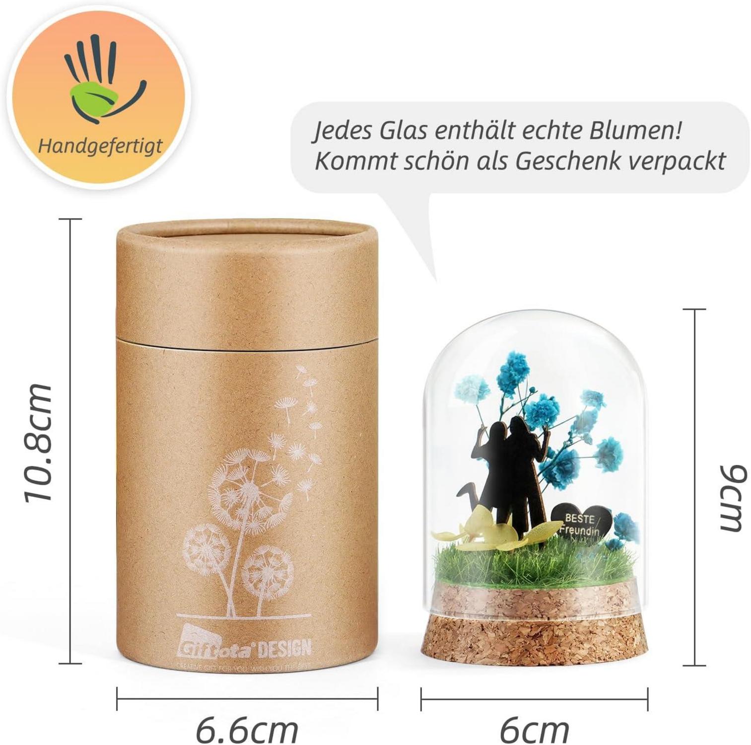 Ewige Blumen im Glas mit Geschenkbox, Beste Freundin, Handgefertigt, Umweltbewusst