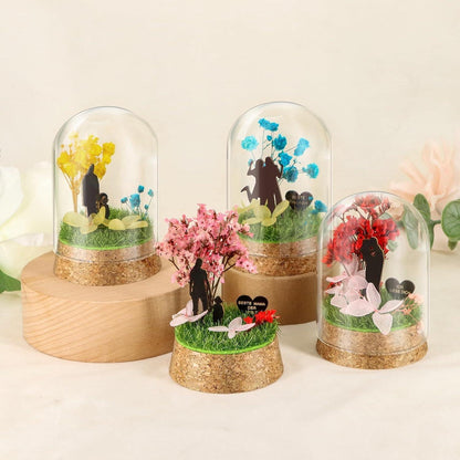 Ewige Blumen Geschenk für Papa in Glasvase mit Bilderrahmen