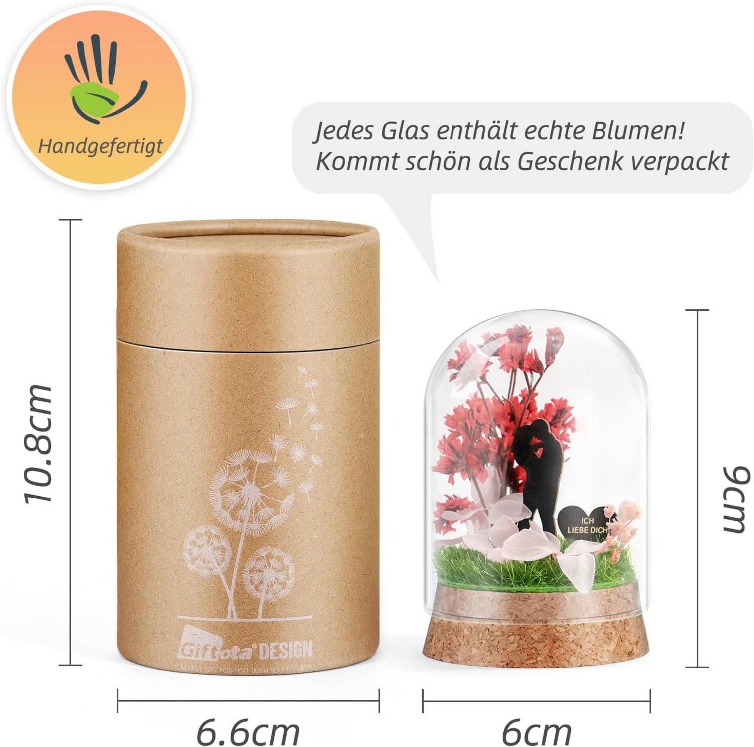 Ewige Blumen im Glas mit Geschenkbox Valentinstag Geburtstag Geschenk
