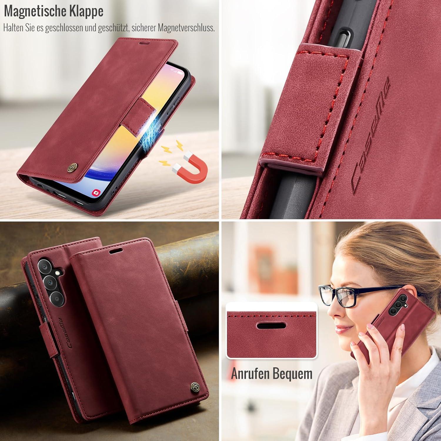 Handyhülle Samsung Galaxy A25 5G Premium Lederhülle Rot