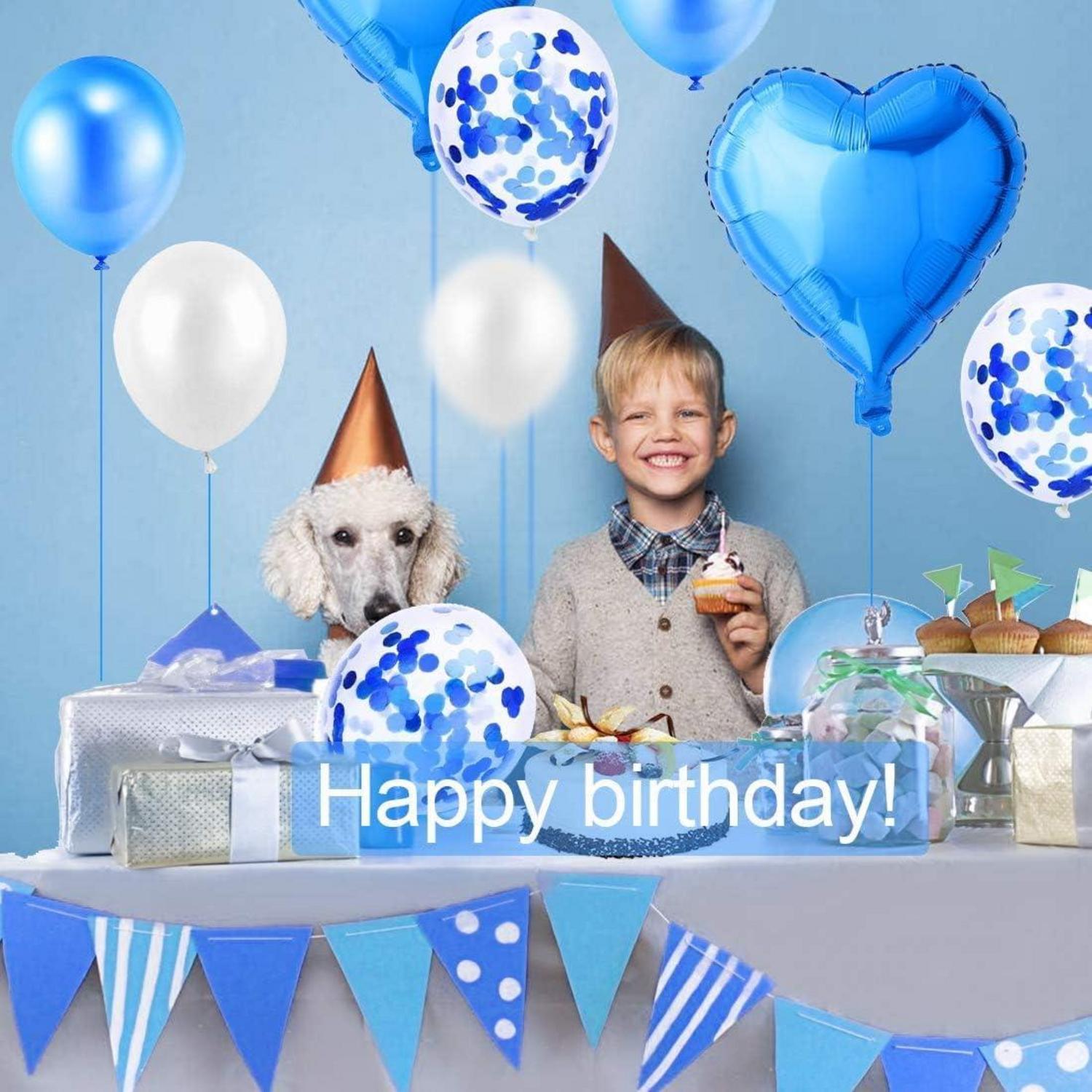 Blau Luftballons Set Herz Konfetti Ballons Deko Hochzeit Baby-Dusche 50 Stück