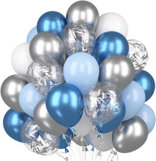 58-teiliges Metallic Blau Silber Luftballon Set für Party Deko