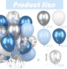 58 Blau Weiß Silber Luftballons Set für Party Deko