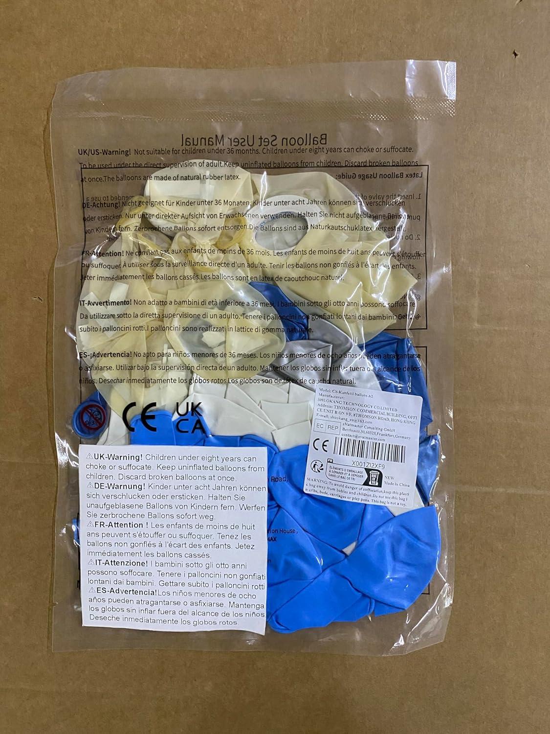 58 Blau Weiß Silber Metallic Konfetti Luftballons Set