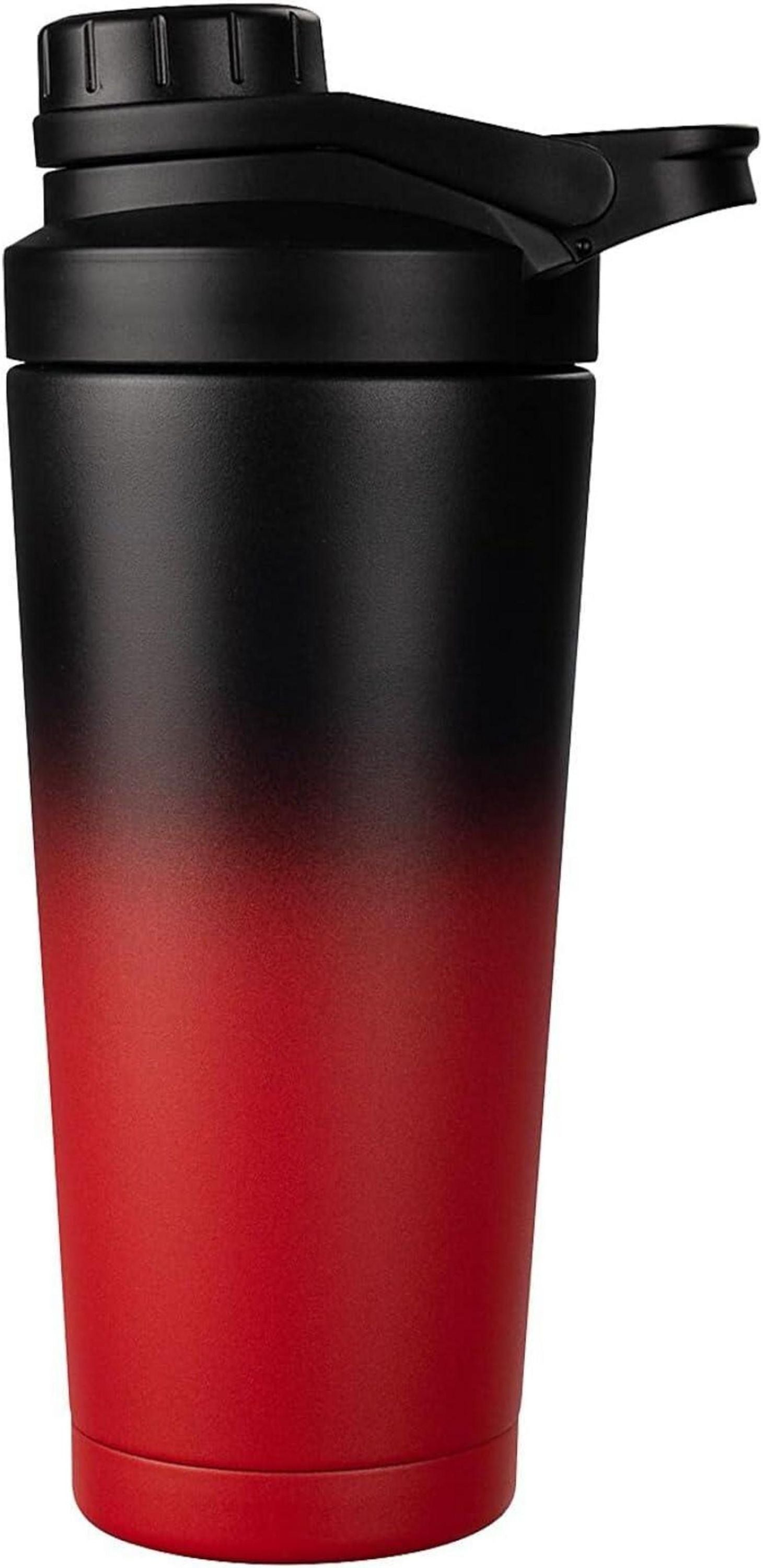 Protein Shaker 750ML Schwarz Rot Edelstahl Isoliert BPA Frei