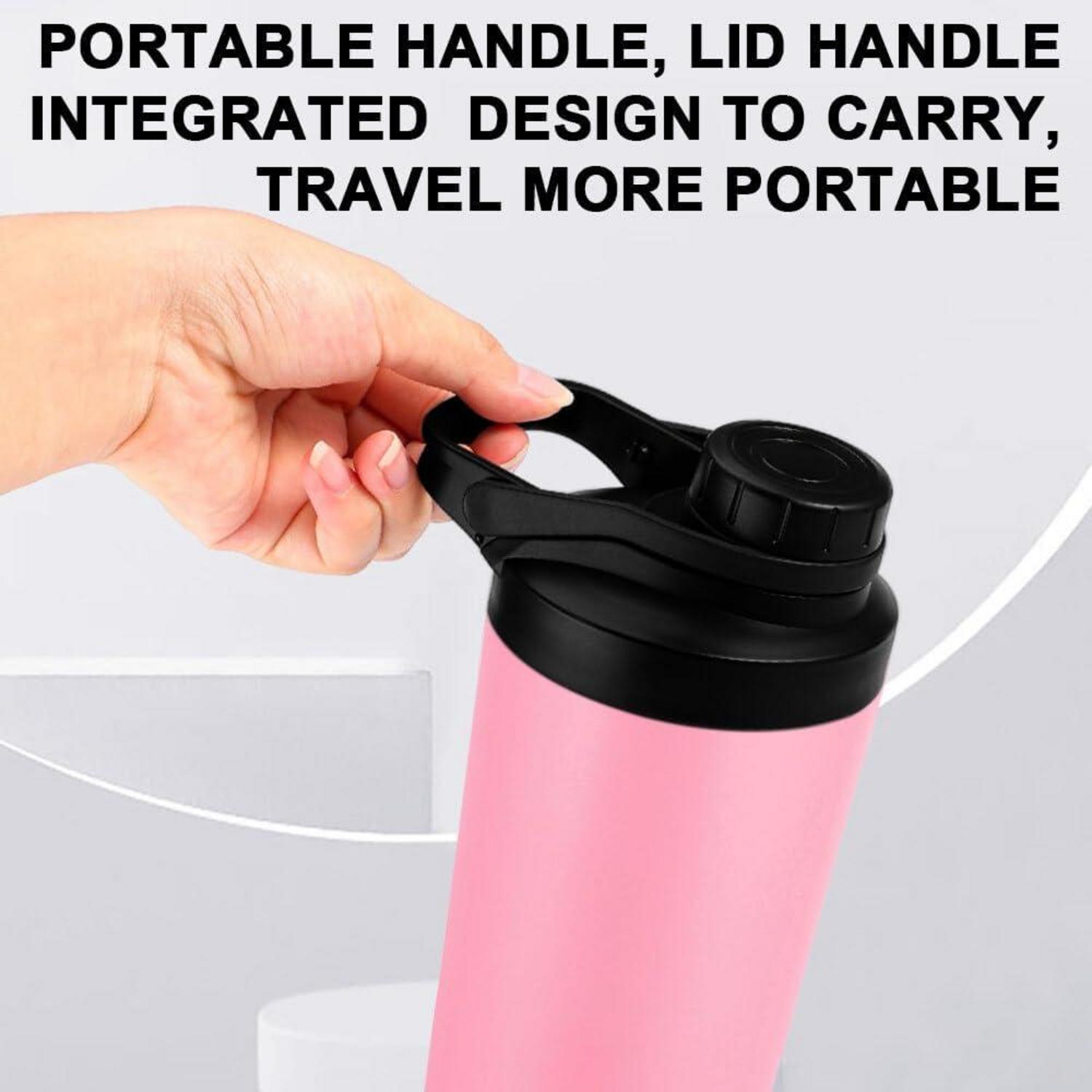 Protein Shaker 750ML Rosa Edelstahl Doppelwandig Vakuum Isoliert BPA