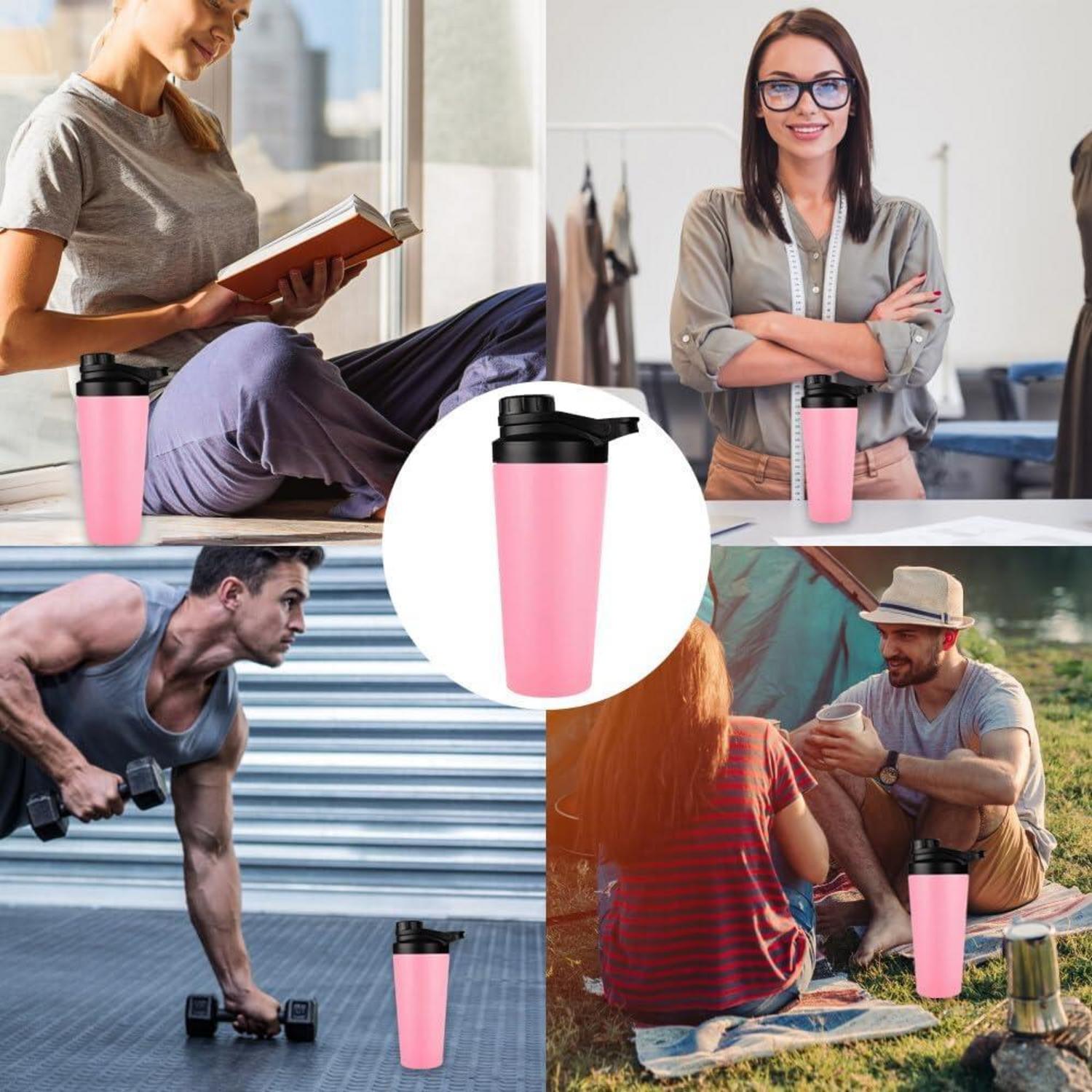 Isolierter Edelstahl Protein Shaker Rosa | 750ML | BPA-frei & Auslaufsicher