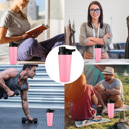 Isolierter Edelstahl Protein Shaker Rosa | 750ML | BPA-frei & Auslaufsicher