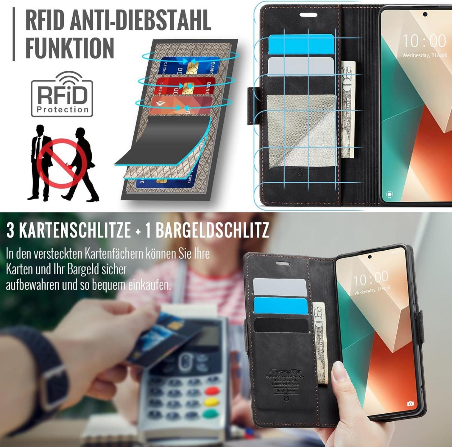 XYGLOW Handyhülle Xiaomi Redmi Note 13 5G Klapphülle RFID
