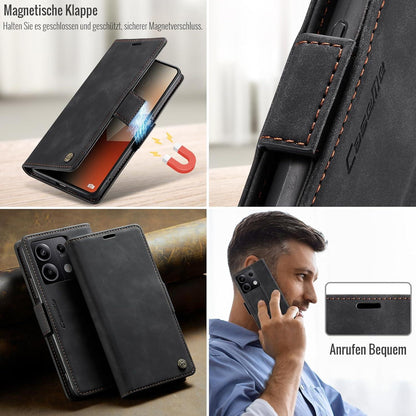 Handyhülle Xiaomi Redmi Note 13 5G Klapphülle RFID Schutz PU Leder Cover Schwarz