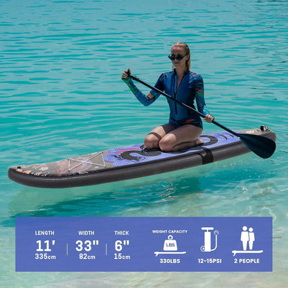 Aufblasbares SUP Paddle Board Drache Schwarz Handpumpe Rucksack Leine paddel