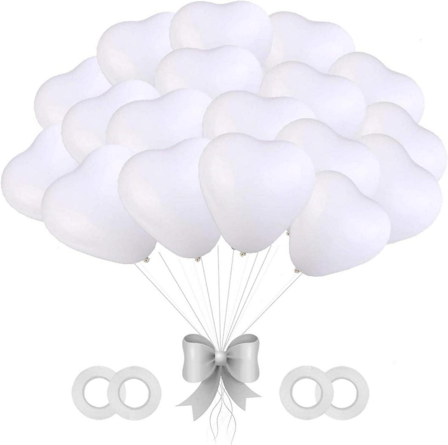 Herzluftballons Weiß 100 Stück 12 Zoll Hochzeit JGA Deko