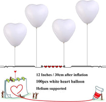 Herzluftballons Weiß 100 Stück Helium Hochzeit Valentinstag