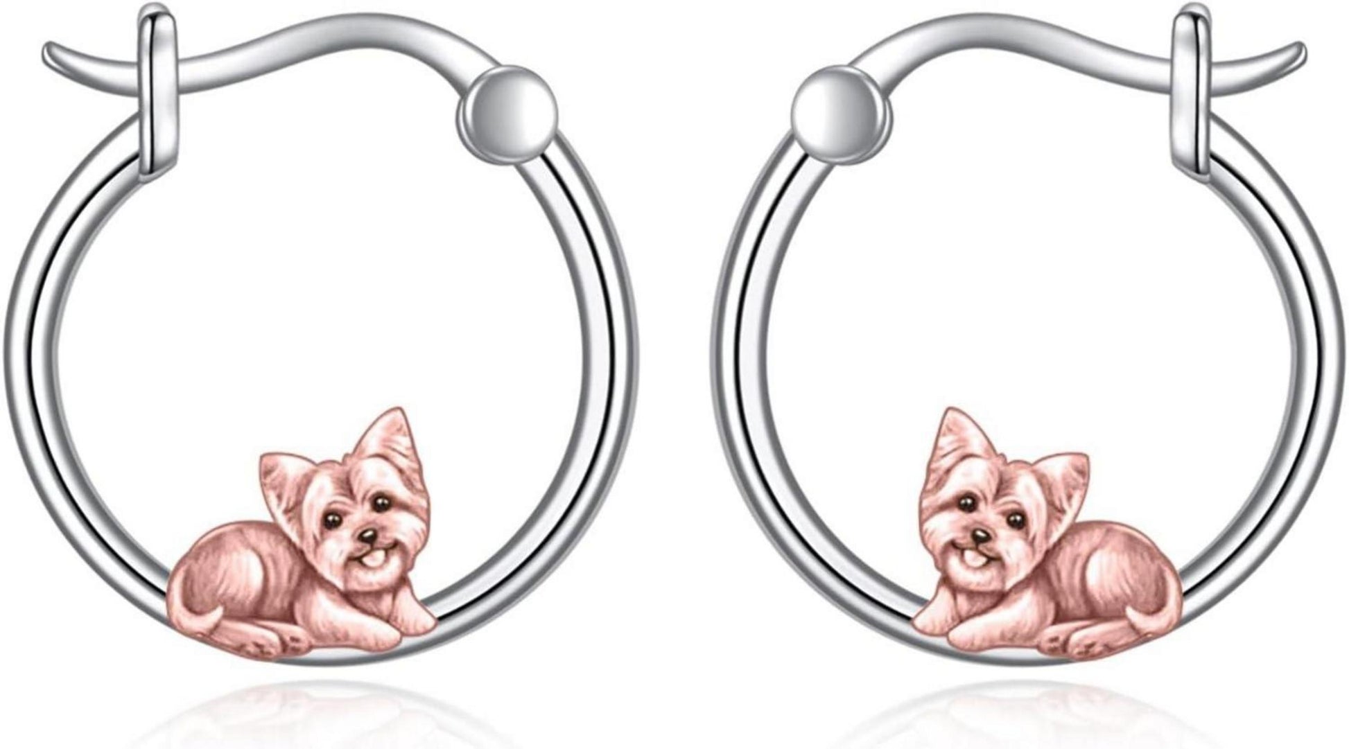 Tier Creolen Ohrringe Sterling Silber Französische Bulldogge Schwarze