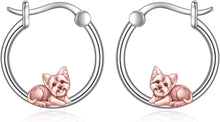Tier Creolen Ohrringe Sterling Silber Französische Bulldogge Schwarze