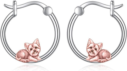 Tier Creolen Ohrringe Sterling Silber Französische Bulldogge Schwarze