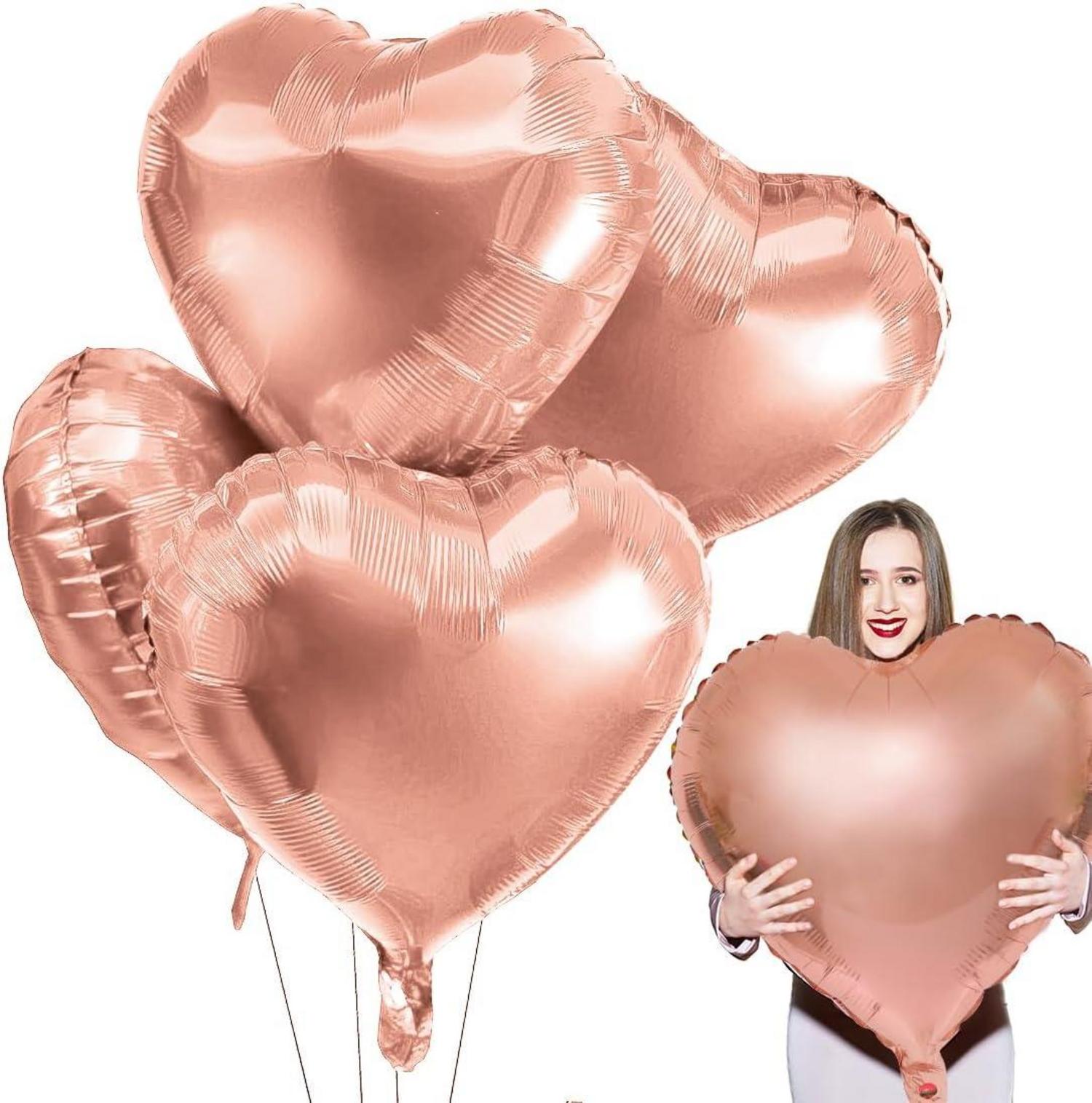 Herz Folienballon Roségold 4 Stk. 32 Zoll XXL Hochzeit