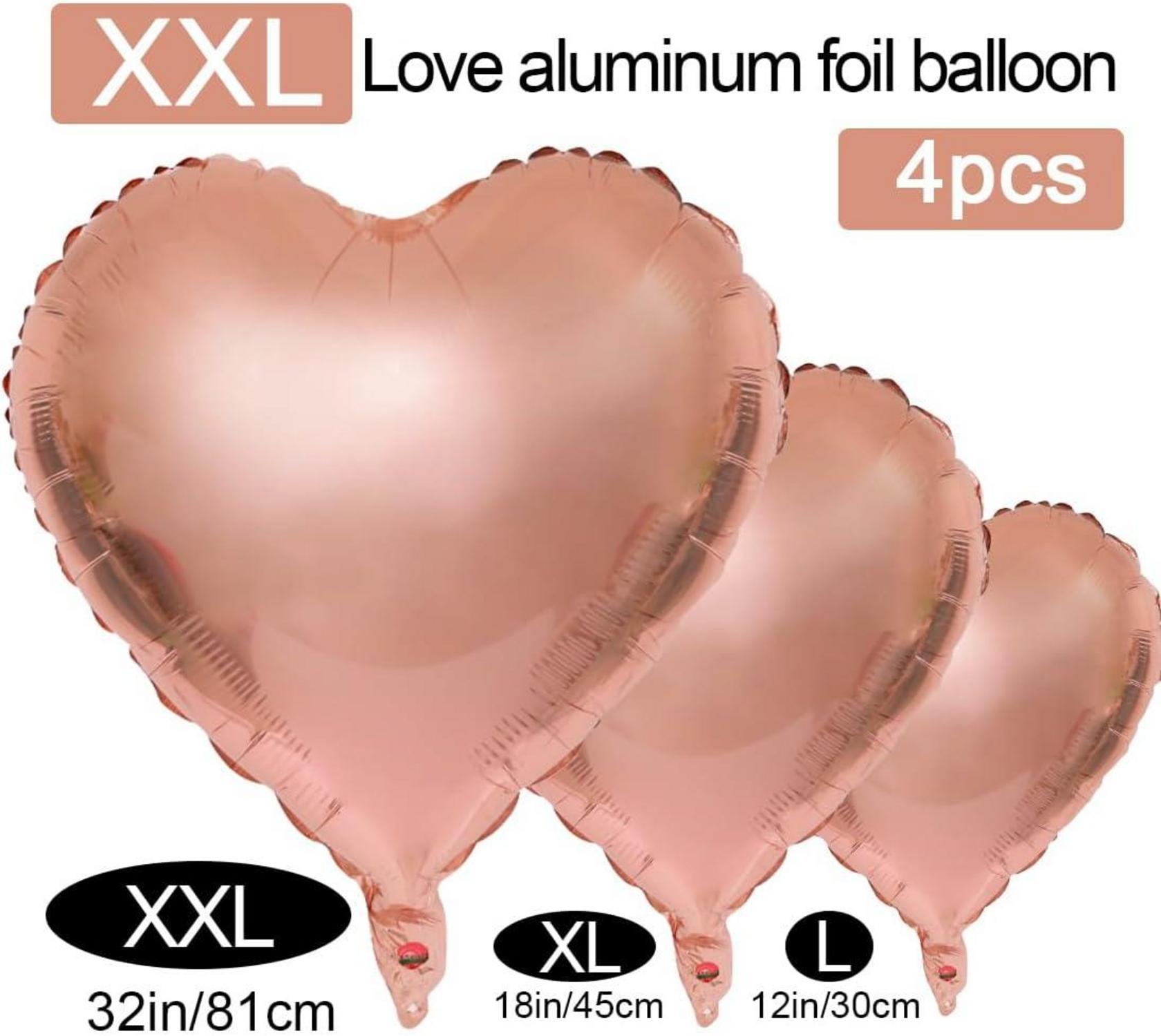 Herz Folienballon Roségold 4er Set 32 Zoll XXL Luftballons