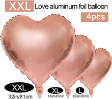 Herz Folienballon Roségold 4er Set 32 Zoll XXL Luftballons